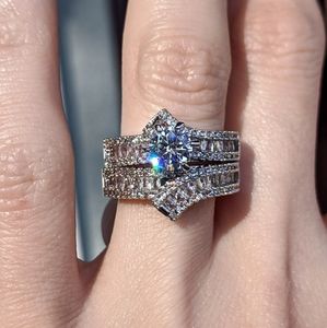 🆕S925-2.98CT White Sapphire Ring Set Sz 6